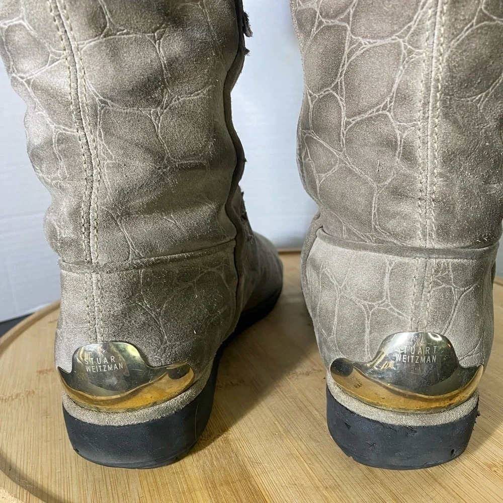 Stuart Weitzman Brown Suede Leather Faux Fur Lined Boot Womens Size 10